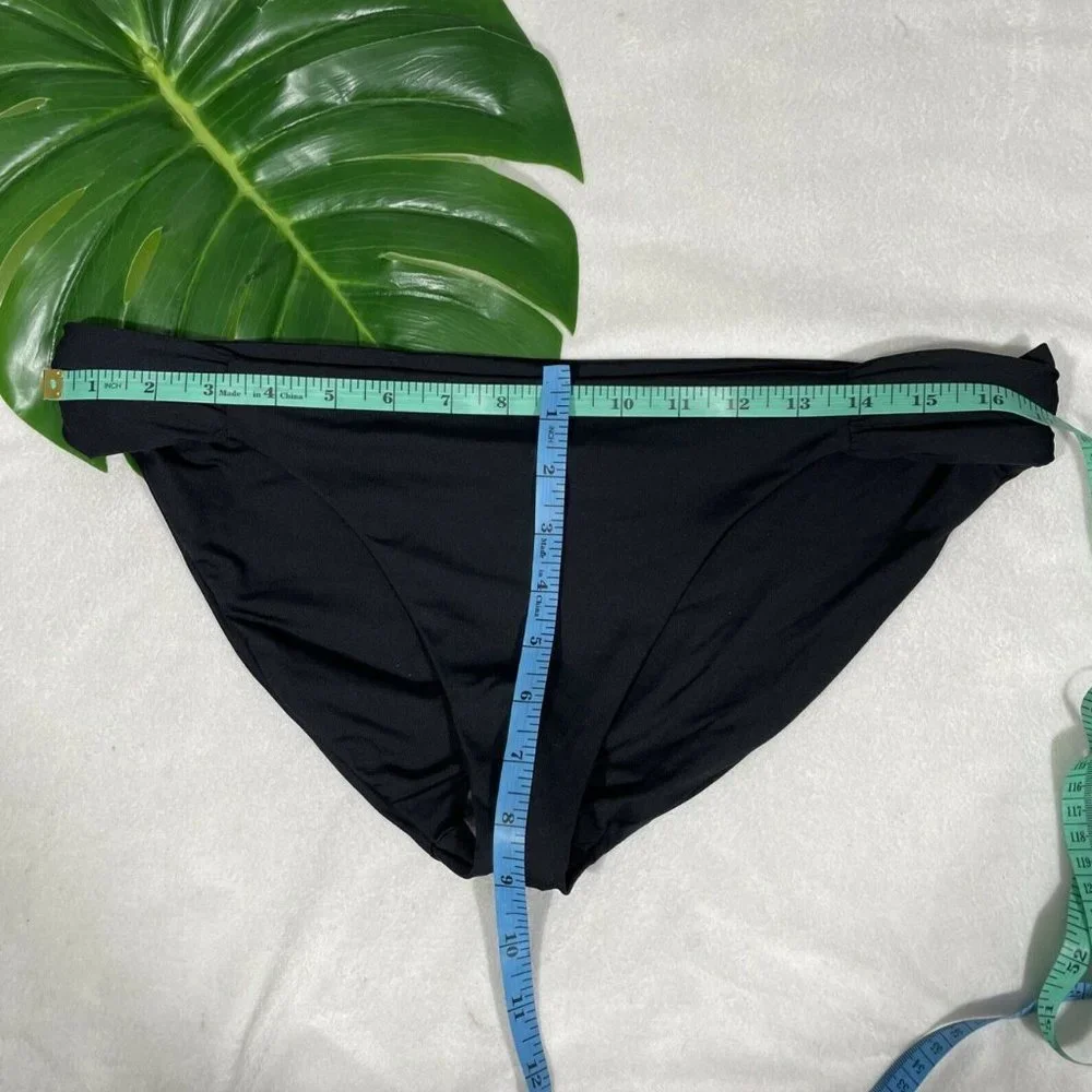 NEW $44 Becca Color Code Shirred‎ Black Bikini Bottoms [ SZ XL ] #3988